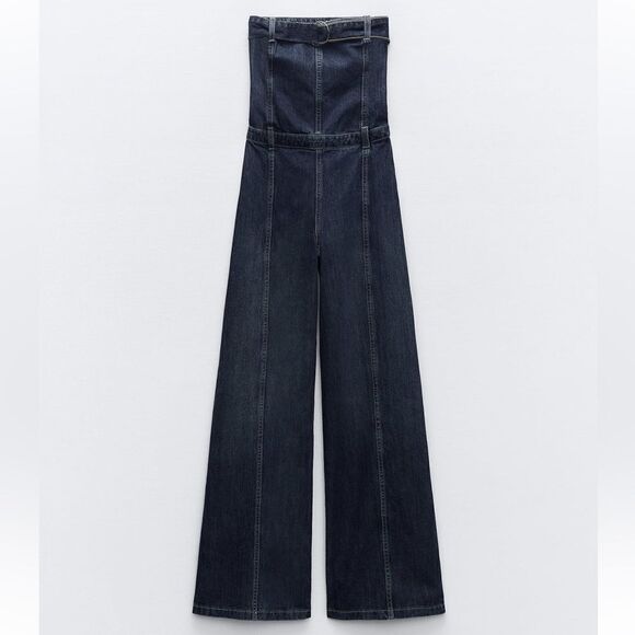Zara strapless TRF DENIM JUMPSUIT - Picture 5 of 9